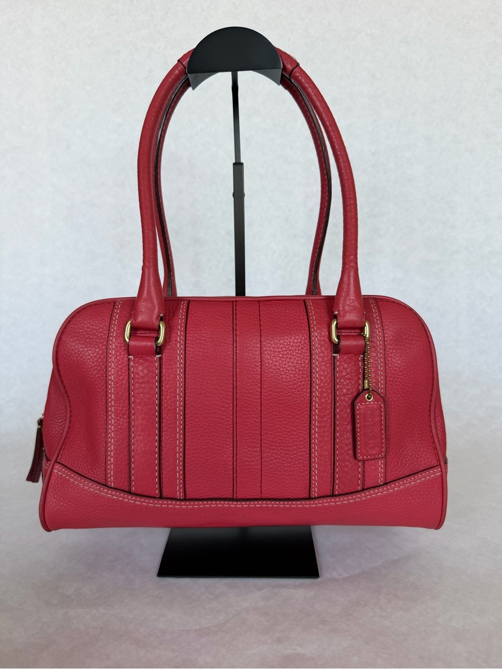 Coach 10323 Pink/Coral Pebbled Leather Satchel Bag Y2K Vintage 2010